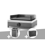 Plancha gaz modern 45 acier avec chariot et housse - forge adour