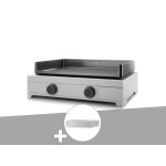 Plancha gaz modern 60 inox avec couvercle - forge adour