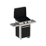Plancha  gaz sur chariot combo enosign 65 inox et noir - eno
