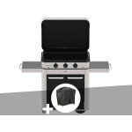 Plancha  gaz sur chariot combo enosign 80 inox et noir - eno + housse