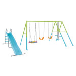 Portique pour enfants 5 agrs balanoires + face  face + nid d'oiseau + toboggan - intex