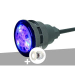 Projecteur led mini - brio + 7w rgbw mini + x10 + traverse de paroi blanche piscine liner - ccei