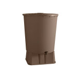 Rcuprateur d'eau de pluie rond 500 l + socle + kit collecteur - taupe - bellijardin