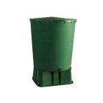 Rcuprateur d'eau de pluie rond 500 l + socle + kit collecteur - vert - bellijardin