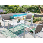 Salon de jardin en aluminium elyn 4 places noisette / blanc - 4 places - hespride