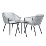 Salon de jardin détente en aluminium et corde tressée gris amorgos - 2 places - jardiline Salon de jardin détente en aluminium et corde tressée gris amorgos - 2 places - jardiline