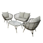 Salon de jardin en r�sine tress�e brun evora avec table basse - 4 places