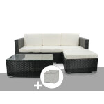 Salon de jardin en r�sine tress�e camiri 4 places noir + housse - jardideco