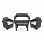 Salon de jardin en rsine tresse vinto 4 places anthracite - jardideco