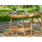 Table basse ronde en rotin avec plateau en verre - jardiline Table basse ronde en rotin avec plateau en verre - jardiline