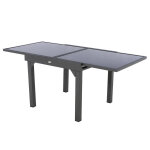 Table extensible carre en verre piazza 4 / 8 places gris anthracite - hespride