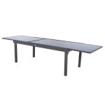 Table extensible rectangulaire en verre piazza 8 / 12 places gris anthracite - hespride