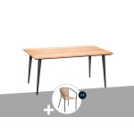 Table de jardin rectangulaire en bois teck comores avec 4 fauteuils cocos - jardiline Table de jardin rectangulaire en bois teck comores avec 4 fauteuils cocos - jardiline