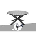 Table de jardin ronde en aluminium gris avec allonge papillon palma avec 6 chaises minorca - jardiline ... Table de jardin ronde en aluminium gris avec allonge papillon palma avec 6 chaises minorca - jardiline ...
