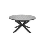 Table de jardin ronde en aluminium gris avec allonge papillon palma - jardiline Table de jardin ronde en aluminium gris avec allonge papillon palma - jardiline