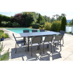 Table  manger d'extrieur extensible en aluminium gris ibiza anthracite - 8 / 10 places - jardiline