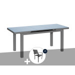 Table  manger d'extrieur extensible en aluminium gris ibiza anthracite avec 8 fauteuils - jardiline ...