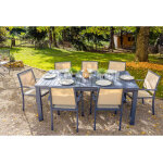 Table rectangulaire extensible santorin 8 / 10 personnes en aluminium finition uni gris - bleut avec ...