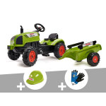 Tracteur enfant claas arion 410 avec remorque 2  5 ans falk + casque + gants