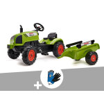 Tracteur enfant claas arion 410 avec remorque 2  5 ans falk + gants