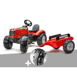 Tracteur enfant massey ferguson 3 à 7 ans falk + pack de 4 bandes de roulement silencieuses Tracteur enfant massey ferguson 3 à 7 ans falk + pack de 4 bandes de roulement silencieuses