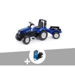 Tracteur enfant new holland avec remorque 3 à 7 ans falk + gants Tracteur enfant new holland avec remorque 3 à 7 ans falk + gants