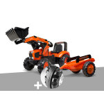 Tractopelle enfant kubota m135gx 3  7 ans falk + pack 4 bandes de roulement silencieuses