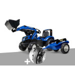 Tractopelle enfant new holland 3  7 ans falk + pack 4 bandes de roulement silencieuses
