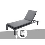 Transat en aluminium vasion anthracite / graphite avec table d'appoint - hespride
