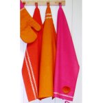 Atelier de la deco ensemble de 3 torchons aux couleurs proven�ales terre de sienne -