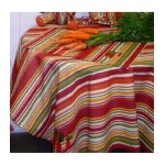 Atelier de la deco nappe ray�e orange brod�e l�gumes -