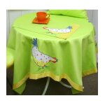Atelier de la deco nappe  sp�cial p�ques  motif poule dessin�e � la main -