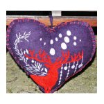 Douce france coeur laine aubergine brod� d'un cerf -