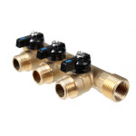 Collecteur mle 3 / 4  (20 / 27) - femelle 1 / 2  (15 / 21) avec mini - vannes monobloc 3 dparts mle ...
