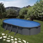 Gr� piscine acier gre aspect gris anthracite louko ovale - 7, 30 x 3, 75 x h1, 20m