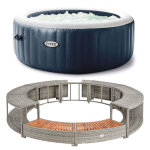 Kit spa gonflable intex et mobilier rond 200cm modle - spa blue navy 4 places et mobilier rond 200cm, ...