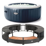 Kit spa gonflable intex et mobilier rond 200cm modle - spa blue navy 4 places et mobilier rond 200cm, ...