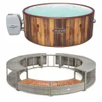 Kit spa et mobilier rond bestway 180cm - gris - spa helsinki airjet 5 - 7 places et mobilier rond 180cm ...