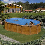 Piscine acier gr aspect bois amazonia ovale dimension - 6, 10 x 3, 75 x h1, 32m