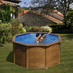 Piscine acier gr aspect bois pacific ronde dimension - 2, 40 x h1, 20m