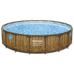 Piscine bestway ronde power steel swim vista décor bois 5, 49 x h1, 22m Piscine bestway ronde power steel swim vista décor bois 5, 49 x h1, 22m