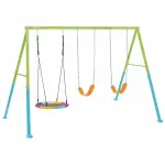 Portique intex 3 agr�s nid d'oiseau et 2 balan�oires couleurs