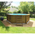 Sunbay piscine bois vanille premium 4, 12 x h1, 19m coloris du liner - beige