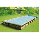 Ubbink piscine bois linea 11, 00 x 5, 00 x h1, 40m coloris du liner - bleu