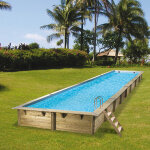 Ubbink piscine bois linea 15, 50 x 3, 50 x h1, 55m coloris du liner - beige