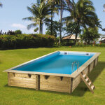 Ubbink piscine bois linea 6, 50 x 3, 50 x h1, 40m coloris du liner - gris