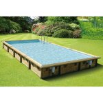 Ubbink piscine bois linea 8, 00 x 5, 00 x h1, 40m - bleu