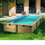 Ubbink piscine bois sunwater 5, 55 x 3, 00 x h1, 40m coloris du liner - beige