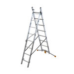 Echelle transformable 2 plans 2x8 �chelons 3, 5m / 4, 4m en aluminium hailo hobbylot