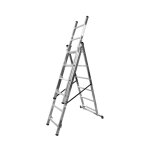Echelle transformable 3 plans 3x6 �chelons 3, 15m / 4m en aluminium hailo hobbystep type d'embouts - ...